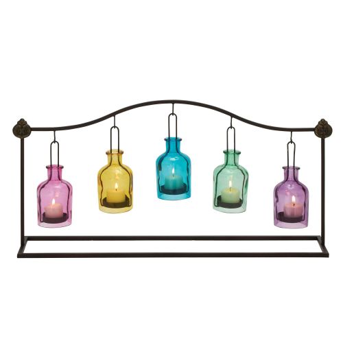 DecMode 5 Holder Multi Colored Metal Hanging Bottle Decorative Candle Lantern DecMode 5 Holder Multi Colored Metal Hanging Bottle Decorative Candle Lantern