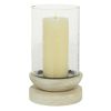 DecMode Cream Wood Single Candle Hurricane Lamp