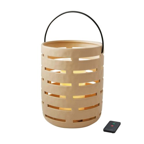 Better Homes & Gardens Large Linen Beige Battery Operated Outdoor Ceramic Lantern with Removable LED Candle Large by Dave & Jenny Marrs Better Homes & Gardens Large Linen Beige Battery Operated Outdoor Ceramic Lantern with Removable LED Candle Large by Dave & Jenny Marrs