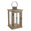 Stonebriar 13" Tabletop Farmhouse Wooden Hurricane Candle Lantern, Brown