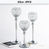 Gold/Silver Crystal Candle Holder Pillar Metal Tealight Candlestick Wedding Table Centerpiece Party Christmas Home Desktop Decor
