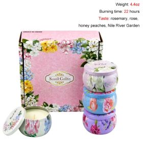 Chrstmas Gifts Vintage Scented Candles Set Flower Jar Candle Fragrance Soy Wax Natural Candle With Tin Can Wedding Birthday Home (Color: Set D-4PCS)