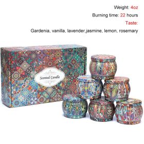 Chrstmas Gifts Vintage Scented Candles Set Flower Jar Candle Fragrance Soy Wax Natural Candle With Tin Can Wedding Birthday Home (Color: Set F-6PCS)