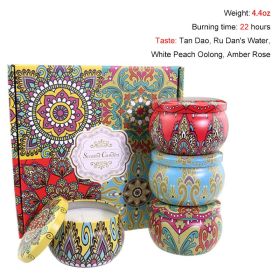 Chrstmas Gifts Vintage Scented Candles Set Flower Jar Candle Fragrance Soy Wax Natural Candle With Tin Can Wedding Birthday Home (Color: Set E-4PCS)