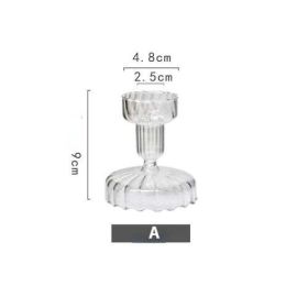 Vintage Glass French Style Candlestick Crystal Glass Candle Holders Simple Wedding Romantic Candlelight Dinner Home Decoration (Color: A)