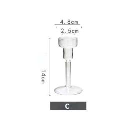Vintage Glass French Style Candlestick Crystal Glass Candle Holders Simple Wedding Romantic Candlelight Dinner Home Decoration (Color: C)