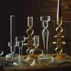 Vintage Glass French Style Candlestick Crystal Glass Candle Holders Simple Wedding Romantic Candlelight Dinner Home Decoration