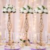 Gold/ Silver Flowers Vases Candle Rack Stand Holders Wedding Decor Road Lead Floral Bouquet Party Props Table Centerpiece Pillar